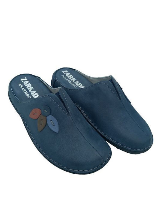 34877 Leather Winter Women's Slippers Blue