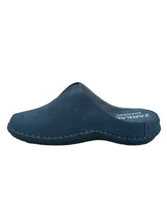 34877 Leather Winter Women's Slippers Blue