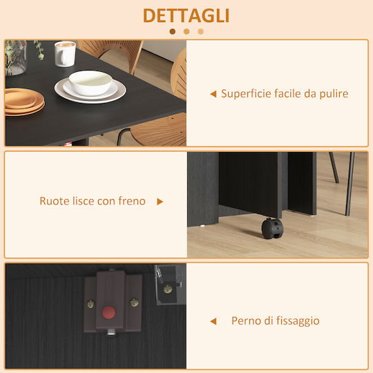 Τραπέζι Τραπεζαρίας Πτυσσόμενο Ξύλινο Μαύρο 80x23.5x74εκ.