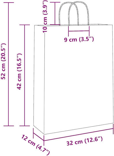 vidaXL Χάρτινη Τσάντα για Δώρο Ροζ 32x42x12εκ. 250τμχ