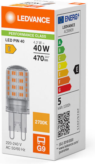 Ledvance Λάμπα LED 4.2W για Ντουί G9 Θερμό Λευκό