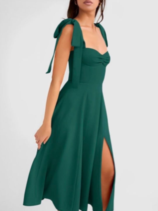 Summer Midi Dress for Wedding and Christening Green