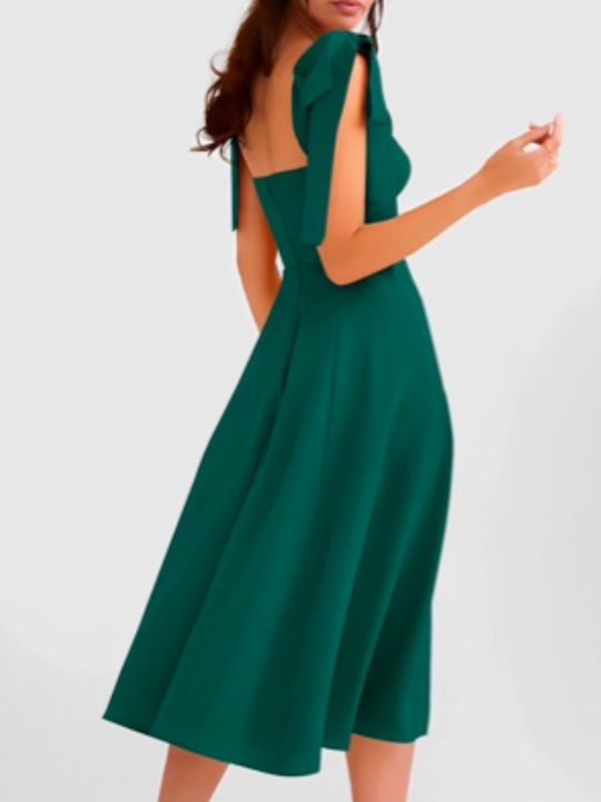 Summer Midi Dress for Wedding and Christening Green