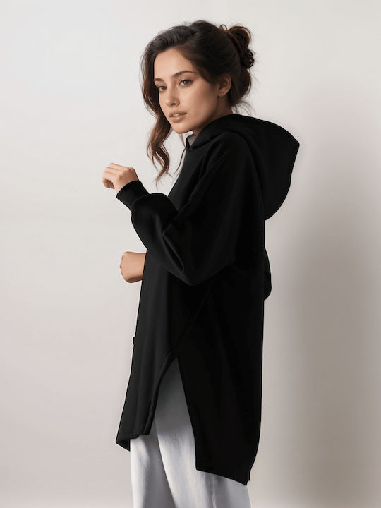 Damen Sweatshirt Kapuzen Black
