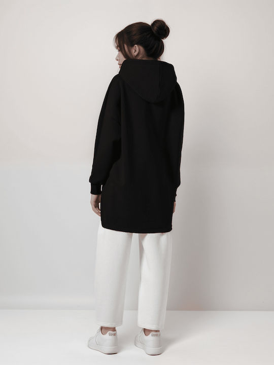 Damen Sweatshirt Kapuzen Black