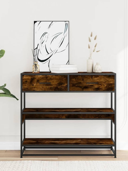 Console Table Wood & Metal Smoky Oak L90xW35xH80cm