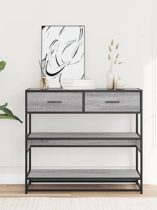 Console Table Wood & Metal Sonoma Grey L90xW35xH80cm