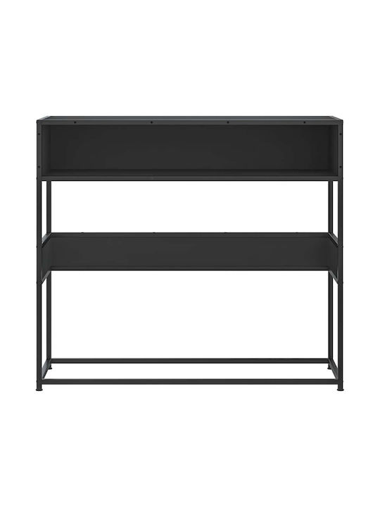 Console Table Wood & Metal Black Velvet-Black Metal L90xW35xH80cm