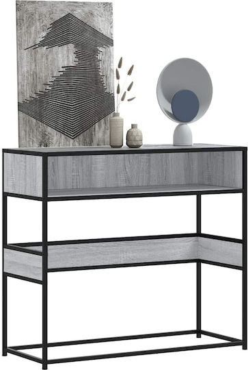 Console Table Wood & Metal Sonoma Grey L90xW35xH80cm