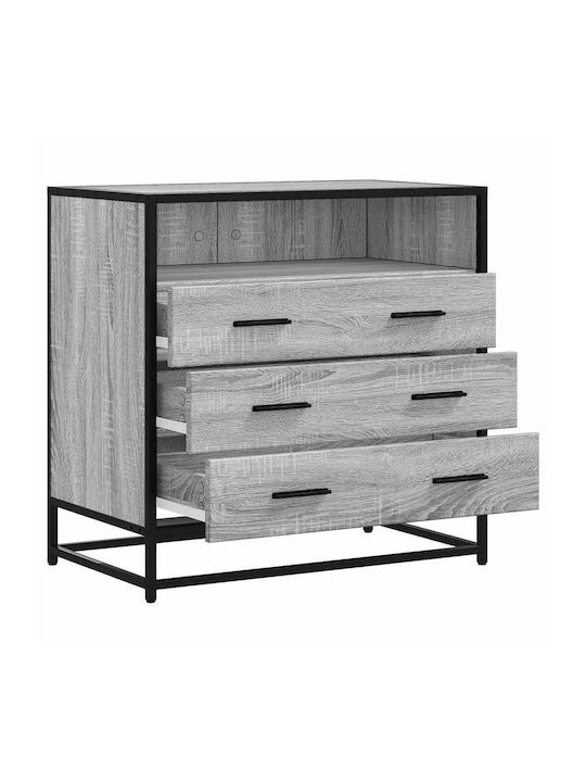 Wooden & Metallic Chest of Drawers Grey Sonoma 70x41x70cm
