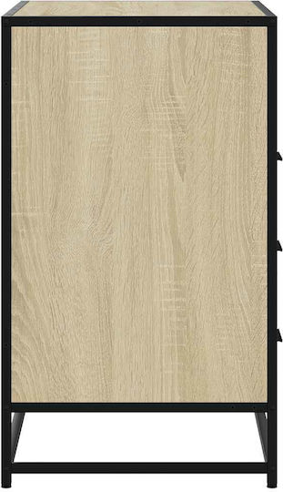 Wooden & Metallic Chest of Drawers Sonoma Oak 70x41x70cm