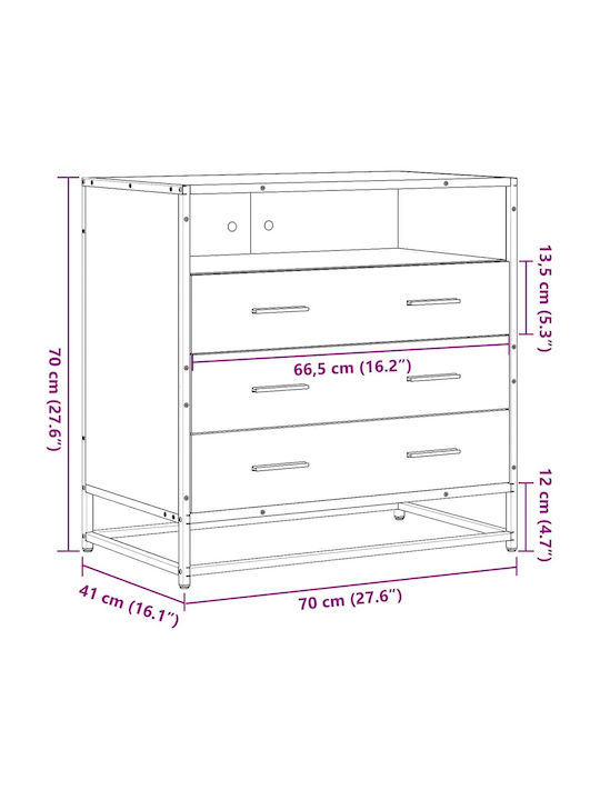 Comoda pentru Dormitor Negru 70x41x70buc