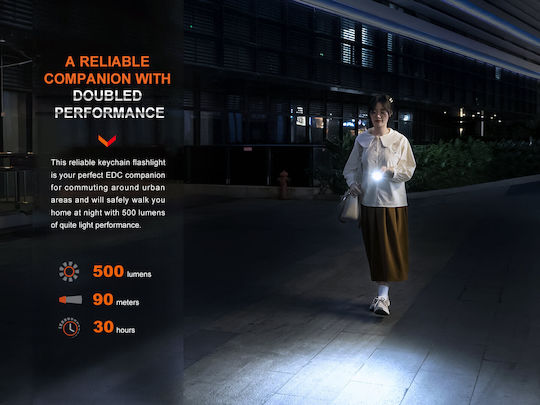 Fenix Rechargeable Keychain Flash Light LED with Maximum Brightness 500lm