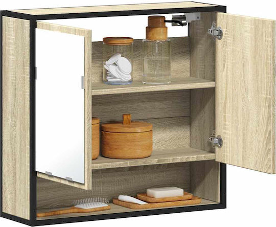 vidaXL Badezimmerspiegel aus Metall mit Schrank 65x20cm Braun