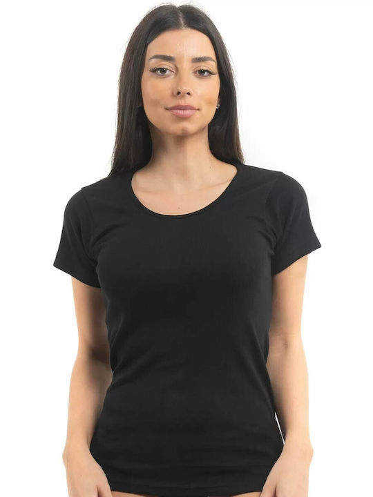 A.A UNDERWEAR Women's Short Sleeve Cotton T-Shirt Black 2Pack