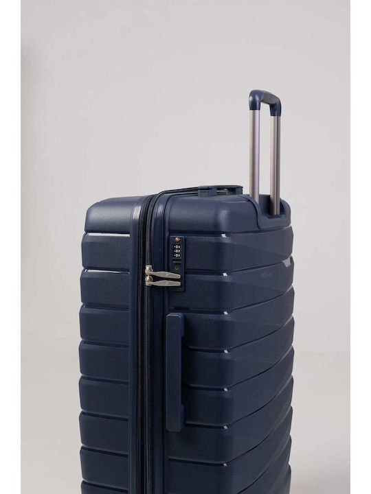 Paulter Large Hard Blue Suitcase With 4 Wheels Height 76cm
