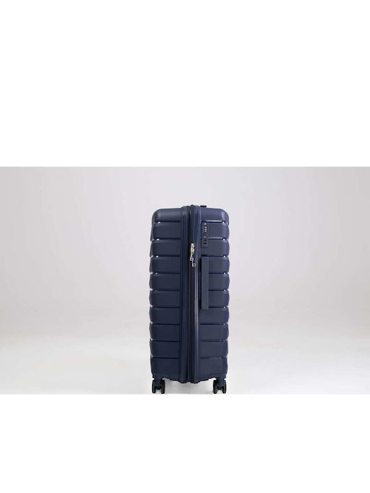 Paulter Large Hard Blue Suitcase With 4 Wheels Height 76cm