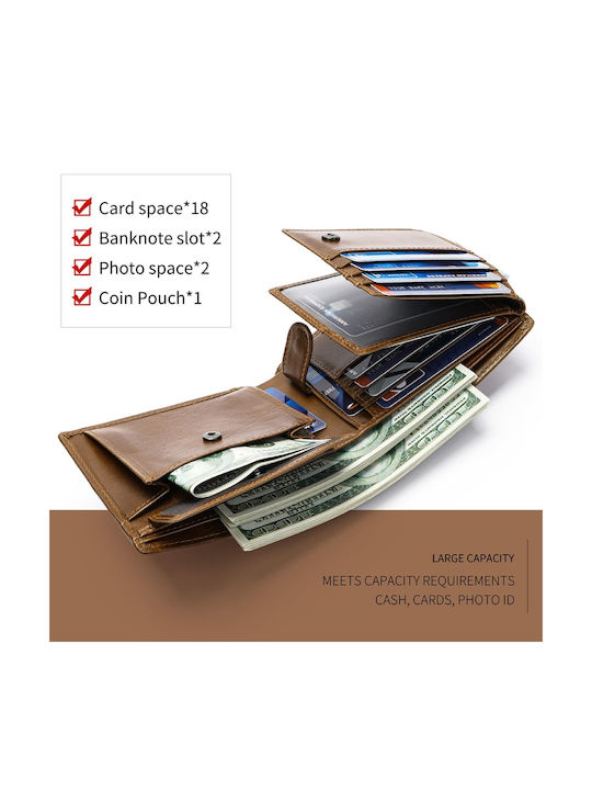 Кожен Мъжки Портфейл с RFID Кафяв