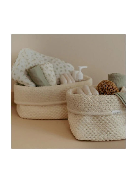 Little Dutch Καλαθάκι Αλλαξιέρας Πλεκτό Pure Soft White 15x15cm