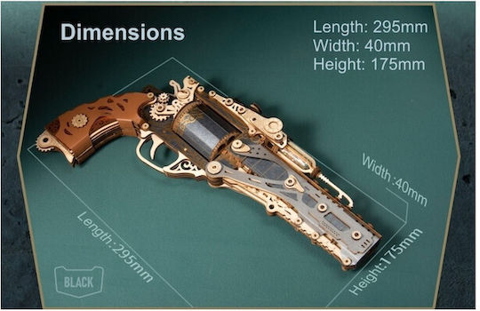 Classic Golden Revolver Hc Wood Puzzle 3D 176pcs