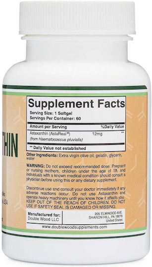 Double Wood Astaxanthin 12mg Special Dietary Supplement 60 softgels