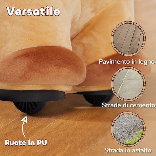 Aiyaplay Jucărie cu leagăn Căluț pentru 18++ luni cu muzică și roți pentru greutate maximă de 25kg Maro