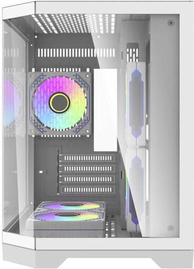 Darkflash FT350 Gaming Mini Tower Computer Case with Side Window and RGB Lighting White