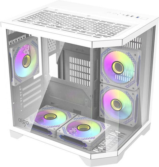 Darkflash FT350 Gaming Mini Tower Computer Case with Side Window and RGB Lighting White