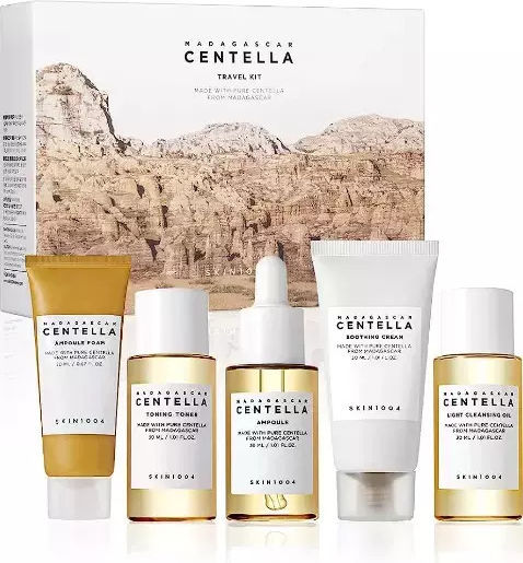 Skin1004 Madagascar Centella Travel Kit Skin Care Set for Moisturizing, against Acne & Brightening 6pcs