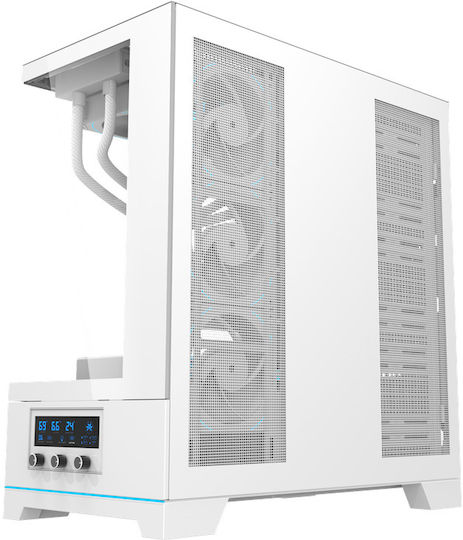 Darkflash DY451 PRO Геймърско бюро Midi Tower Компютърна кутия със страничен прозорец и RGB осветление Бял