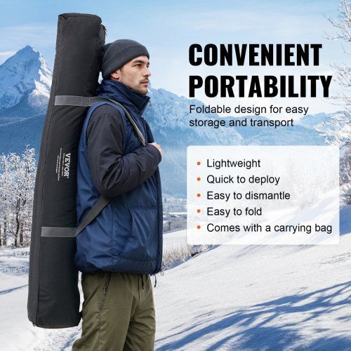 Vevor Winter Fishing Tent Pop Up Black for 2 People 165x150x165cm Fishing Tent