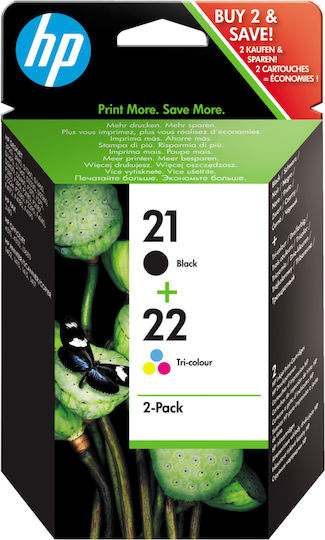 HP 21/22 Original Paket mit 2 InkJet Druckerpatronen Mehrere (Farbe) / Schwarz (SD367AE)