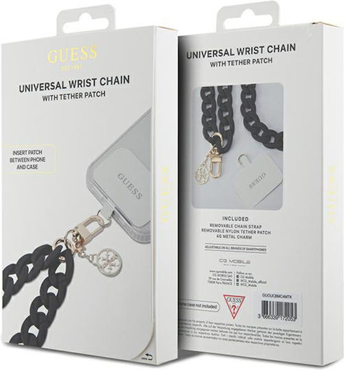 Guess Big Hand Strap Acrylic 4G Charm Wrist Strap for Mobile Phones Black