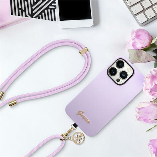 Guess Lila Strap Metal Charm Neck Strap for Mobile Phones Lilac