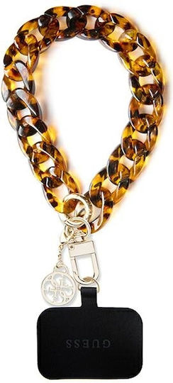 Guess Universal Big Hand Strap Acrylic 4G Charm Handgelenkriemen für Handys Braun
