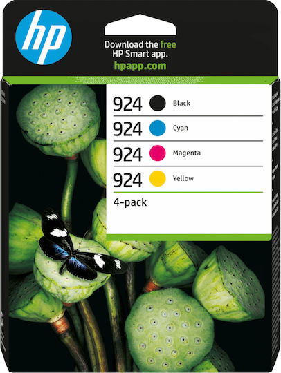 HP 924 Original Pack of 4 InkJet Printer Inks Yellow / Cyan / Magenta / Black (6C3Z1NE)