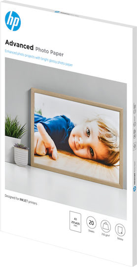 HP Advanced Glossy Photopaper Photo Paper A3 250gr/m² for Printers Inkjet 20 Sheets