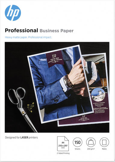 HP Professional Business Photo Paper Matte A4 (21x30) 200gr/m² for Printers Laser 150 Sheets