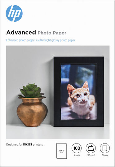 HP Advanced Glossy Photo Paper A6 (10x15) 250gr/m² for Printers Inkjet 100 Sheets