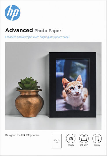 HP Advanced Glossy Photo Paper A6 (10x15) 250gr/m² for Printers Inkjet 25 Sheets