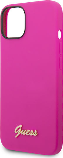 Guess Script Gold Logo Back Cover Πλαστικό / Σιλικόνης Φούξια (iPhone 14)