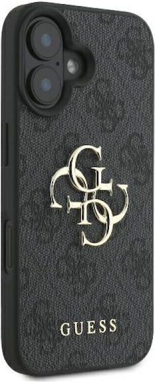 Guess Logo Umschlag Rückseite Synthetisches Leder Schwarz (iPhone 16)