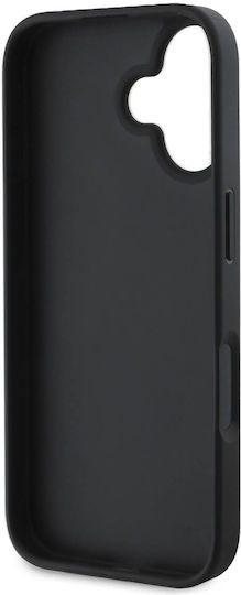 Guess Logo Umschlag Rückseite Synthetisches Leder Schwarz (iPhone 16)