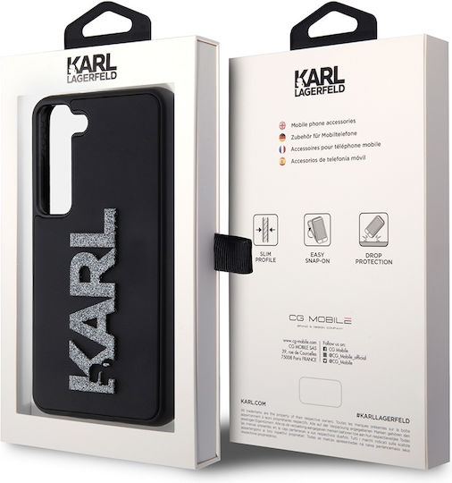 Karl Lagerfeld 3d Rubber Glitter Logo Back Cover Plastic / Silicon Negru (Galaxy S23)