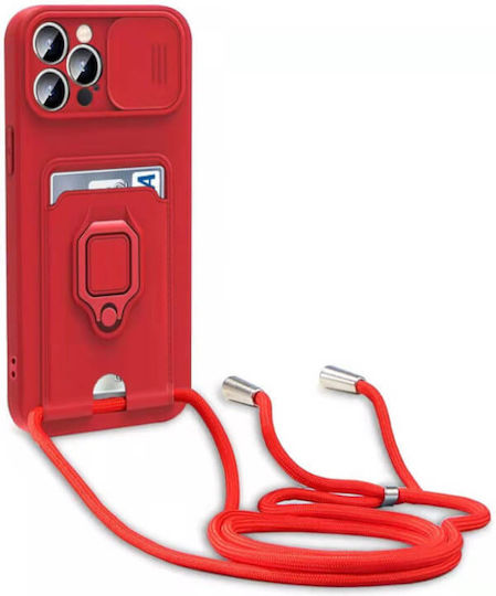 Bodycell Multifunction Back Cover Plastic with Strap and Card Slot Red (Galaxy A21s)