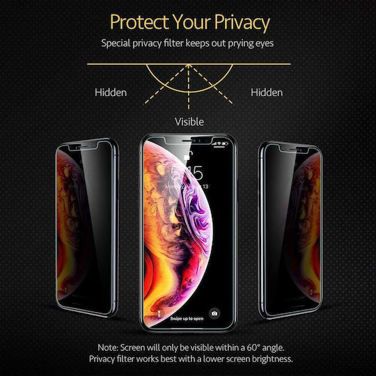 Glass 0.2mm Privacy Full Face Tempered Glass Μαύρο (Redmi Note 9)