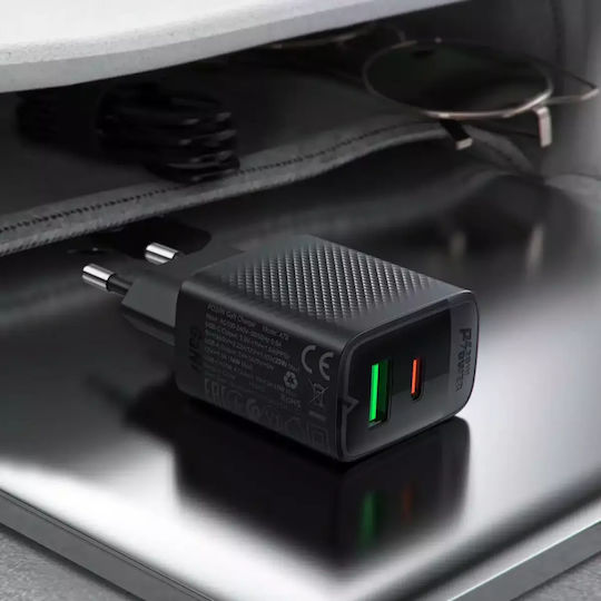 Acefast Φορτιστής Χωρίς Καλώδιο GaN με Θύρα USB-A και Θύρα USB-C 20W Power Delivery Μαύρος (A78)