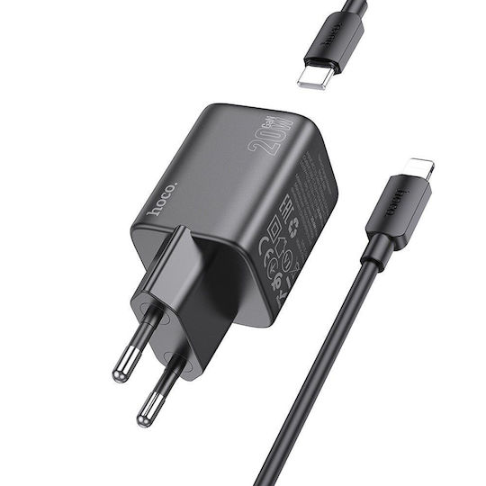 Hoco с USB-C порт и кабел USB-C - Lightning 20W Power Delivery Черен (N40)