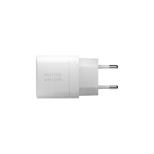 Native Union Зарядно Устройство Без Кабел GaN с 2 USB-C Изходни Порта 35W Power Delivery Бял (Fast GaN)