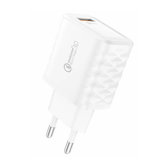 Foneng Încărcător cu Port USB-A și Cablu Lightning 18W Quick Charge 3.0 Albς (EU54)